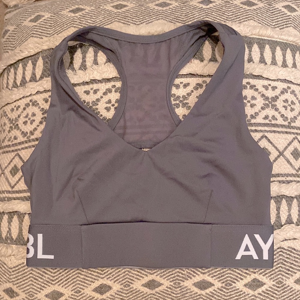 ABYL GREY SPORTS BRA SIZE SMALL MESH BACK- LIKE NEW
